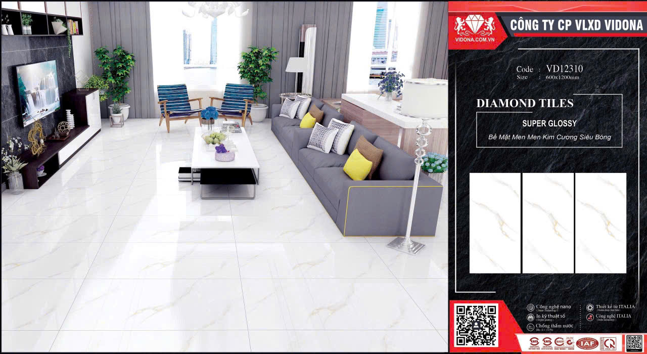 Gạch VIDONA Diamond Kem Vân Mây Hiện Đại 600x1200